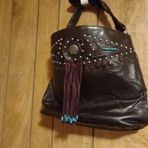 BRAND NEW!!! AMERIMARK DARK BROWN LEATHER LADIES PURSE. SHOULDER STRAPS.